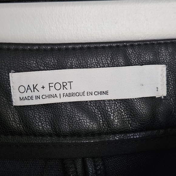 Oak + Fort black faux‎ leather side slit pants - Picture 8 of 9